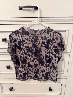 wild fable Black and Taupe Sheer Printed Crop Top
